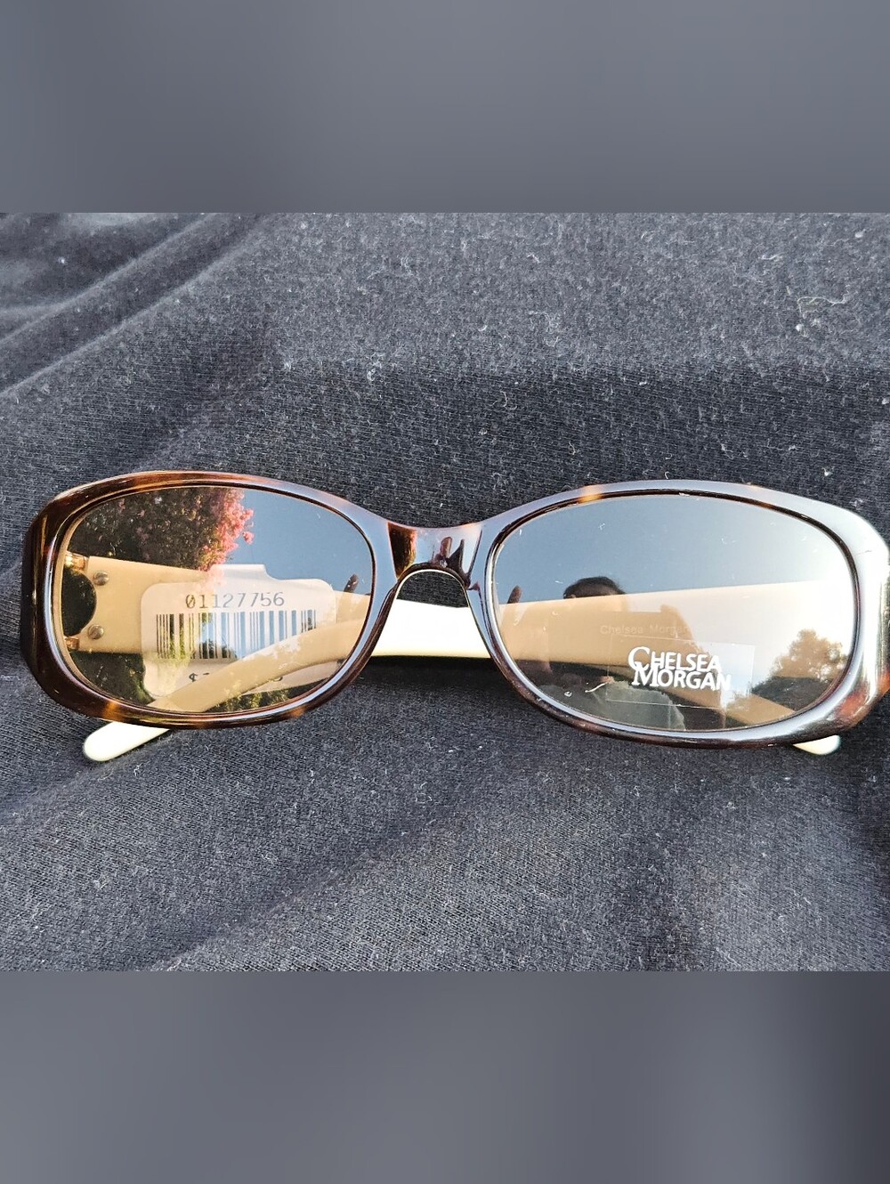 Chelsea Morgan Tortoise Cream Oval Rhinestone Sunglasses CMS 603 NWT